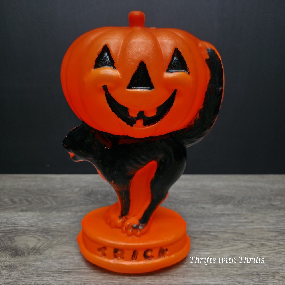 Vintage Halloween Pumpkin, Black Cat, Trick Blow Mold 14" Mold Only